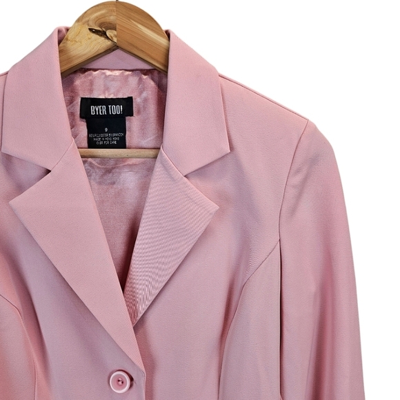 Vintage 90s Byer Too Bow 3 Button Blazer S Pastel Pink Coquette Y2K Soft Girl - Picture 7 of 12